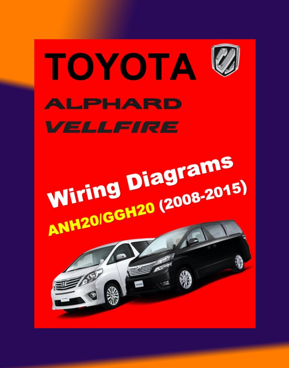 Toyota ALPHARD / VELLFIRE ANH20 / GGH20 2008-2015 Full Manual Set – SYSTEM Wiring Diagrams and WIRE ROUTINGand RELAY LOCATIONS