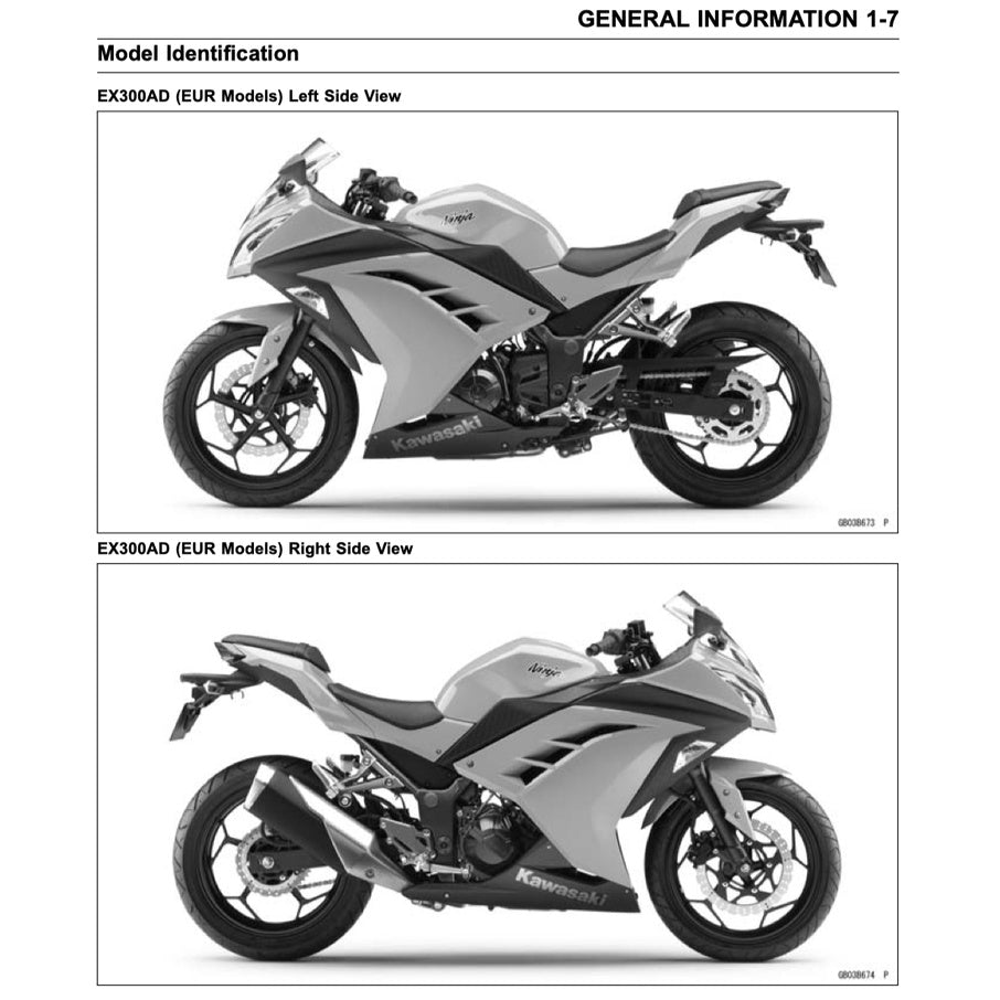 Kawasaki NINJA 300 2013-2017 Full Manual Set – Repair & Maintenance Manual and Spare Parts Catalog and User Handbook - page 3