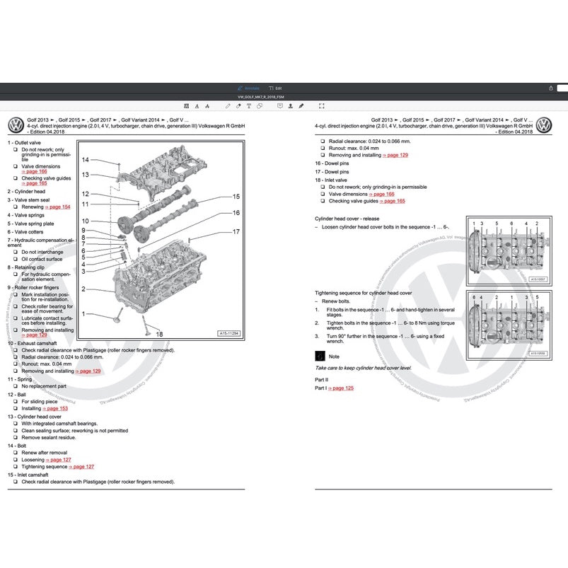 VW GOLF "R" MK7.5 2018 Full Manual Set – Repair & Maintenance Manual - page 9