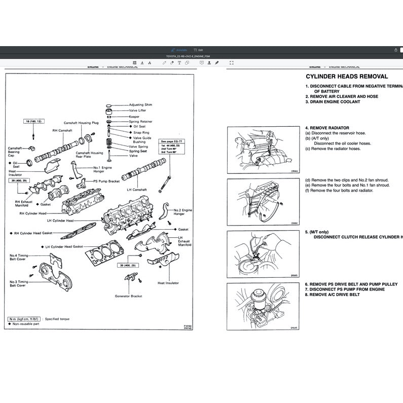 Toyota Engine 3VZ-E Service Repair Workshop Manual - page 7