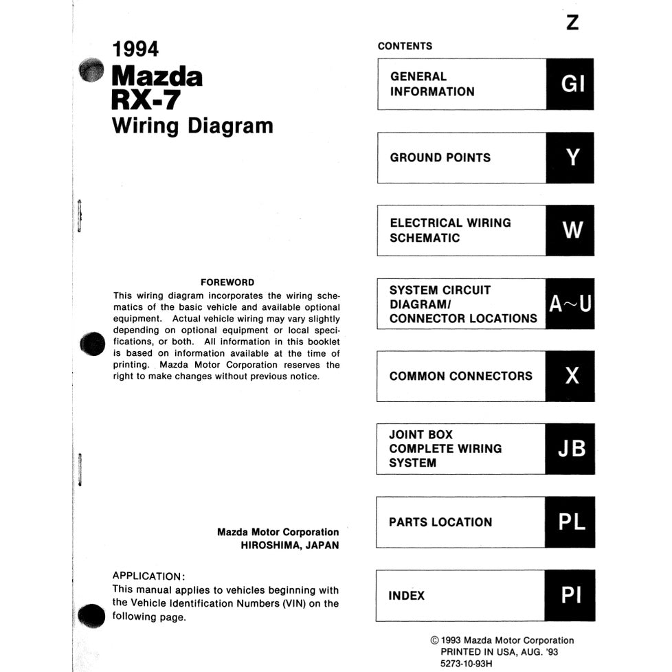 Mazda RX-7 FD 1993-1997 Full Manual Set – Repair & Maintenance Manual and Wiring Diagram and Electrical TROUBLESHOOTING Manual - page 7