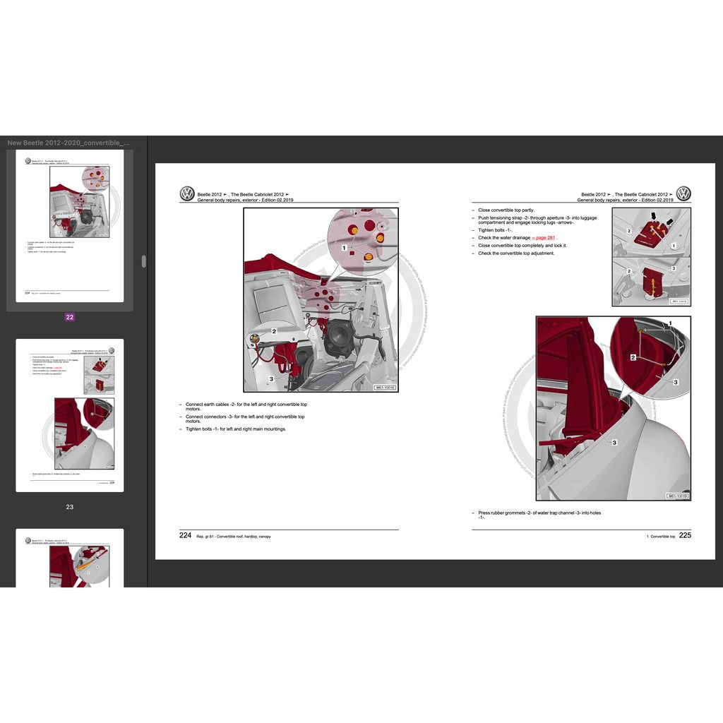 VW NEW BEETLE A5 2011-2019 Full Manual Set – Convertible Top Repair & Maintenance Manual - page 2