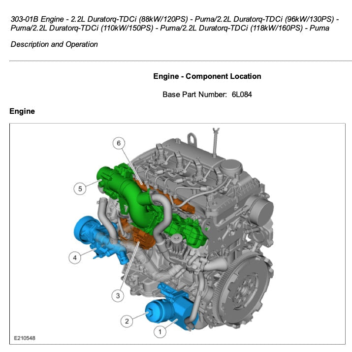 Ford Engine DURATORQ /PUMA 2.2.L TDCI Workshop Repair Manual - page 2