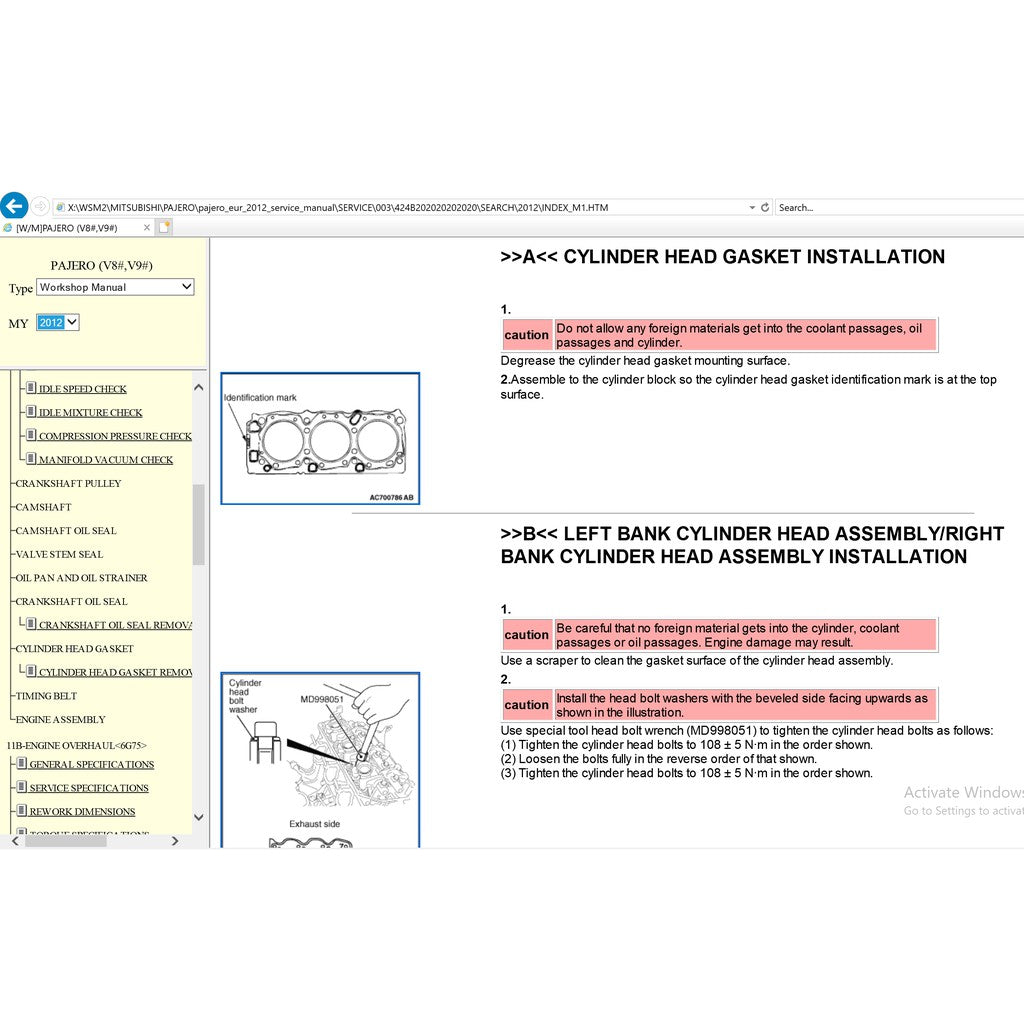 Mitsubishi PAJERO IV V80/V90 2006-2021 Full Manual Set – Repair & Maintenance Manual - page 10