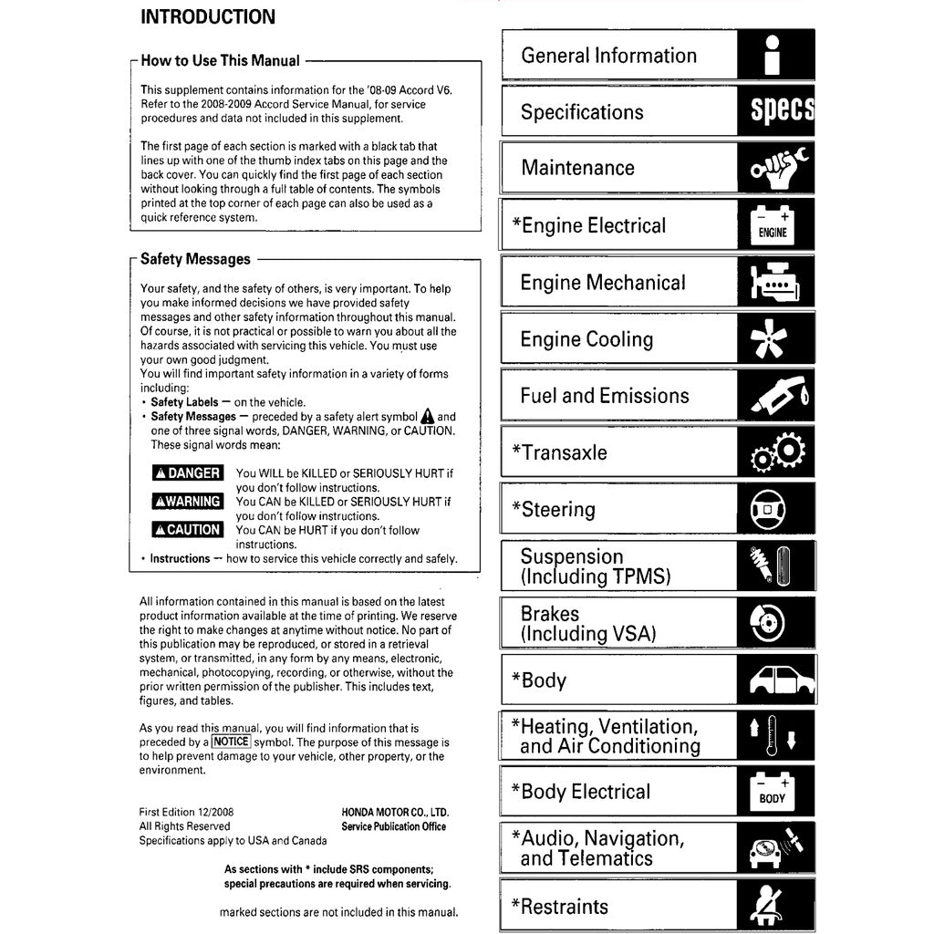 Honda ACCORD 8 CP 2008-2012 Full Manual Set – Repair & Maintenance Manual - page 2