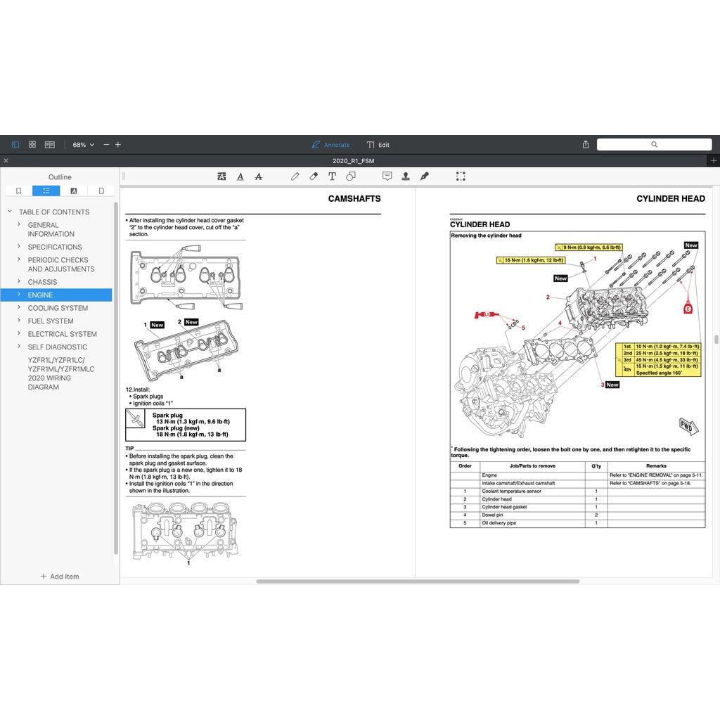 Yamaha YZF-R1/M 2020-2023 Full Manual Set – Repair & Maintenance Manual and User Handbook - page 6