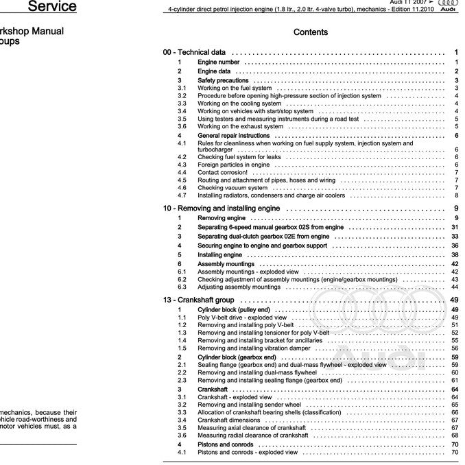 Audi TT MK2 2007-2014 Full Manual Set – Workshop Repair Service Manual - page 2
