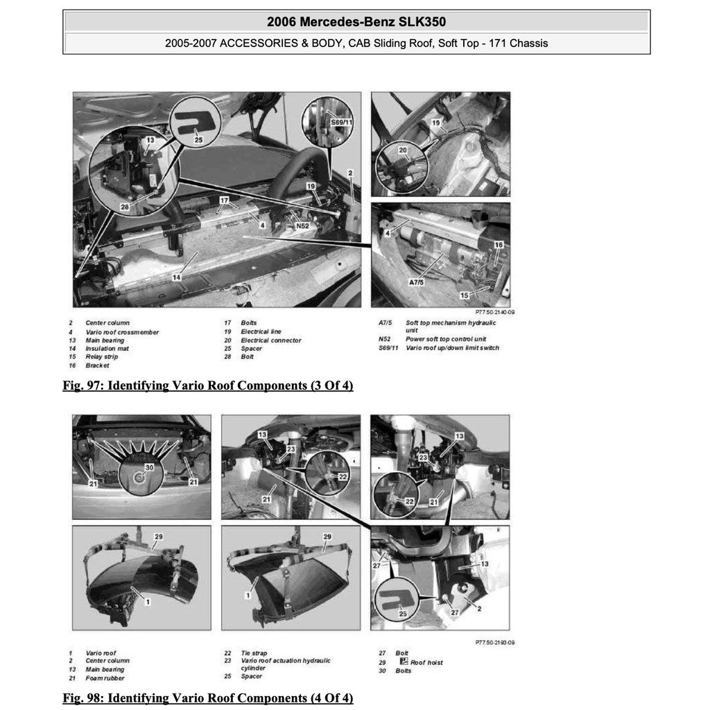 Mercedes-Benz SLK R171 2004-2011 Full Manual Set – VARIO Roof Service Repair Manual - page 5