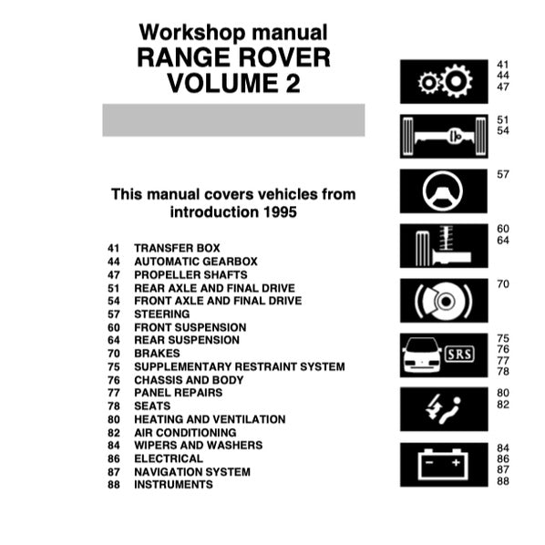 RANGE Rover LP P38/A 1994-2002 Full Manual Set – Repair & Maintenance Manual and Electrical TROUBLESHOOTING Manual - page 3