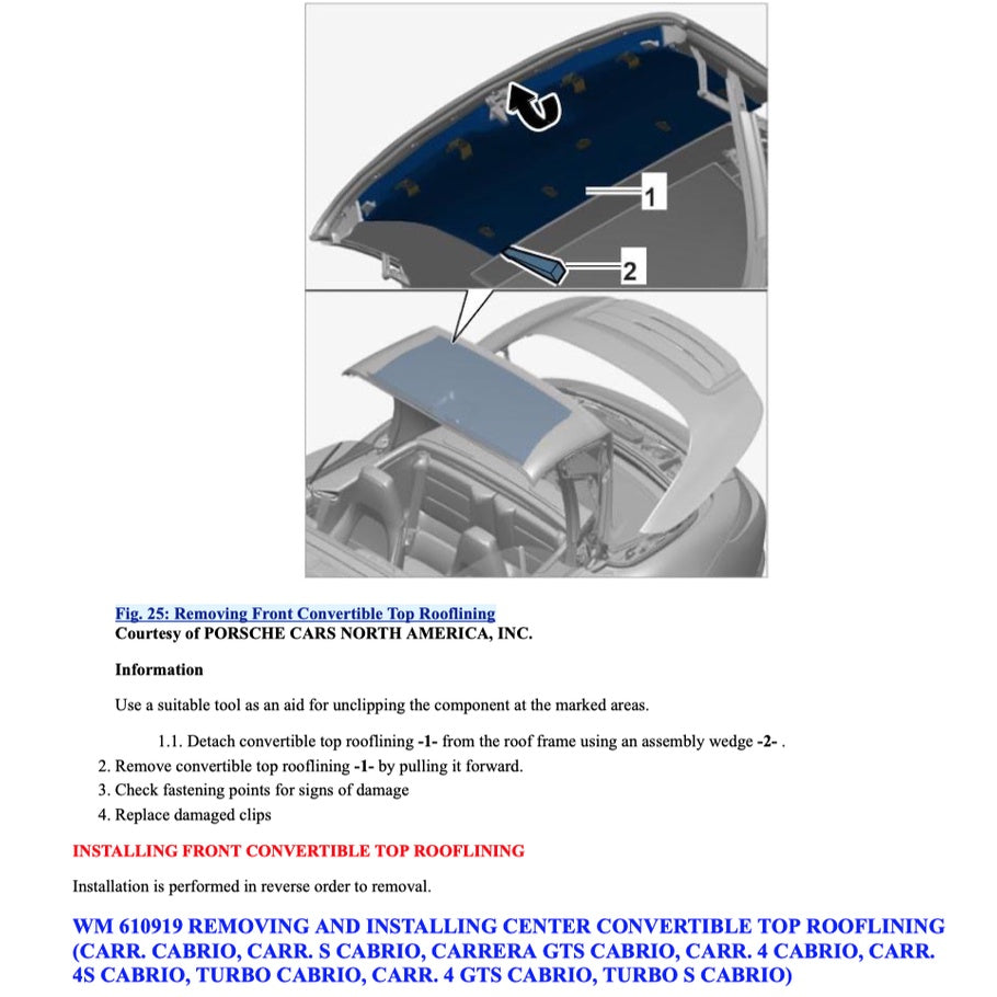 Porsche 911 991.1 2011-2016 Full Manual Set – Convertible Top Service Repair Manual - page 5