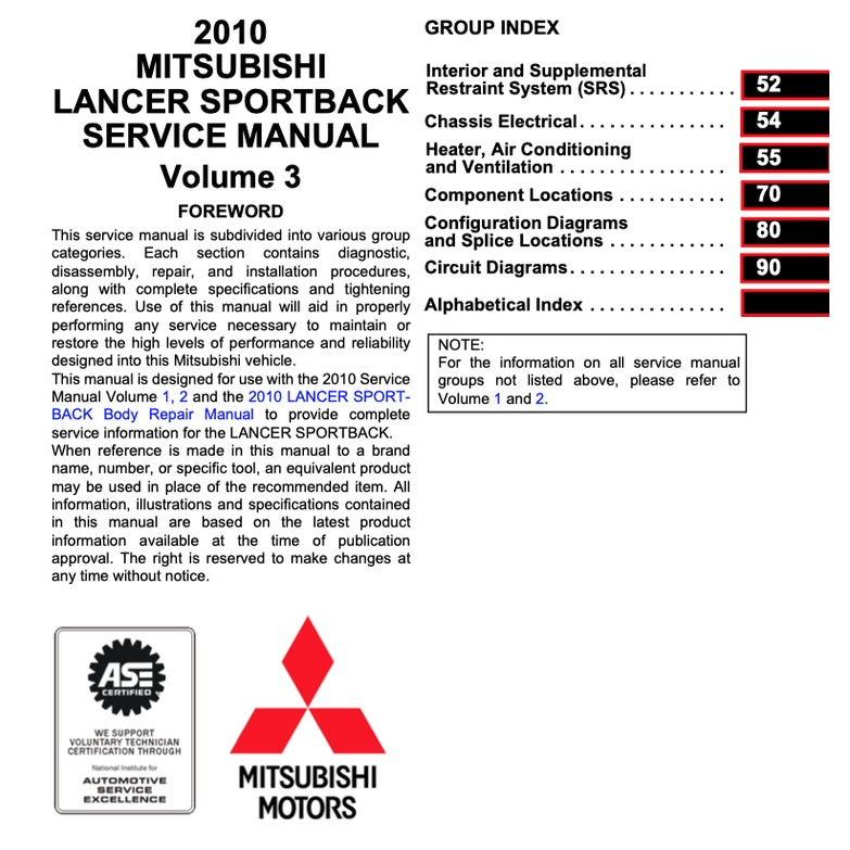 Mitsubishi LANCER SPORTBACK 2010-2012 Full Manual Set – Repair & Maintenance Manual - page 6