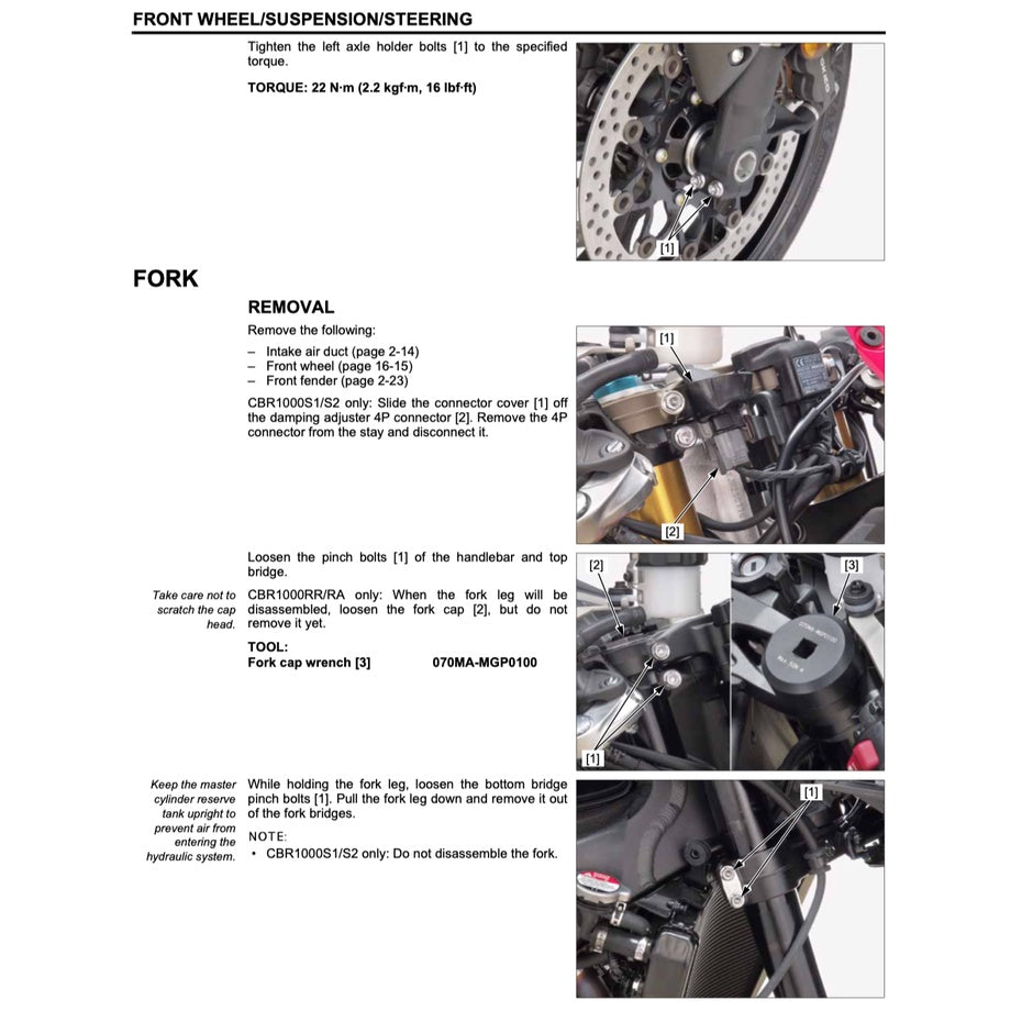 Honda CBR1000RR RA/ S1/S2 FIREBLADE 2017-2019 Full Manual Set – Repair & Maintenance Manual and Spare Parts Catalog and User Handbook / CBR 1000 RR - page 5