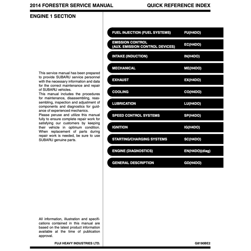 Subaru FORESTER SJ 2013-2018 Full Manual Set – Repair & Maintenance Manual - page 6
