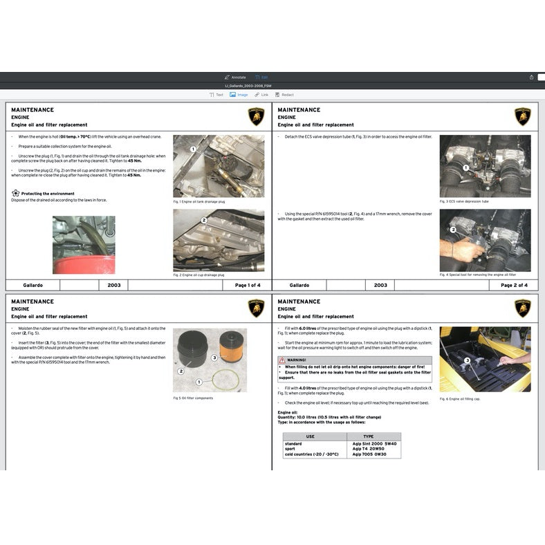 Lamborghini GALLARDO COUPE LDAS32 2003-2008 Full Manual Set – Repair & Maintenance Manual - page 5