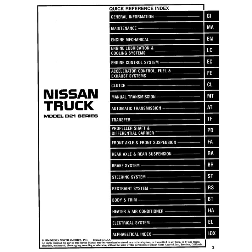 Nissan PICKUP D21 1985-1997 Full Manual Set – Repair & Maintenance Manual - page 2