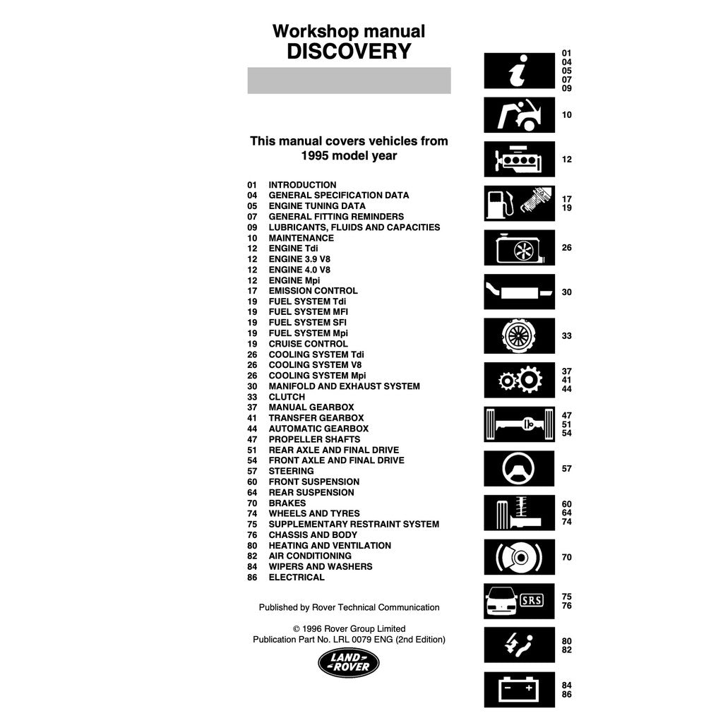 Land Rover DISCOVERY Series I 1989-1998 Full Manual Set – Repair & Maintenance Manual - page 2