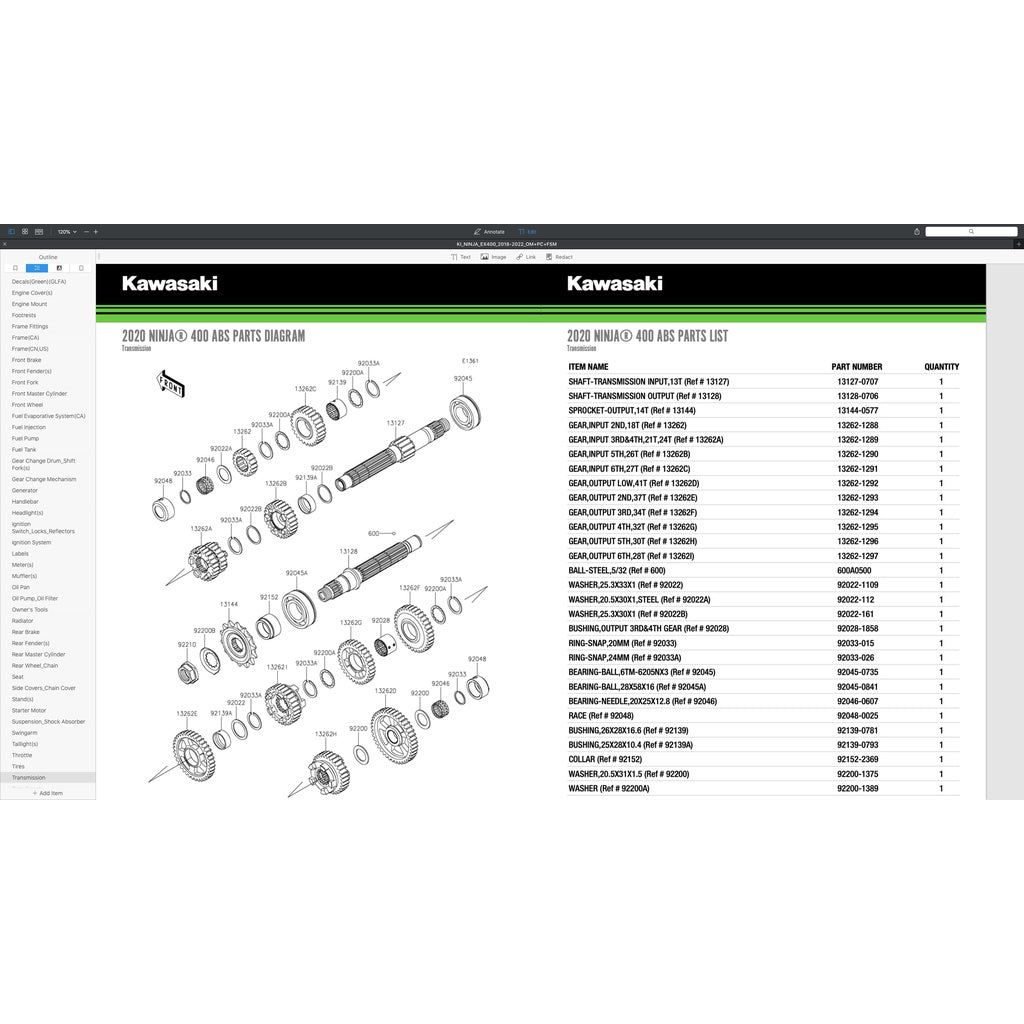 Kawasaki NINJA 400 2018-2022 Full Manual Set – Repair & Maintenance Manual and Spare Parts Catalog andUser Handbook - page 9