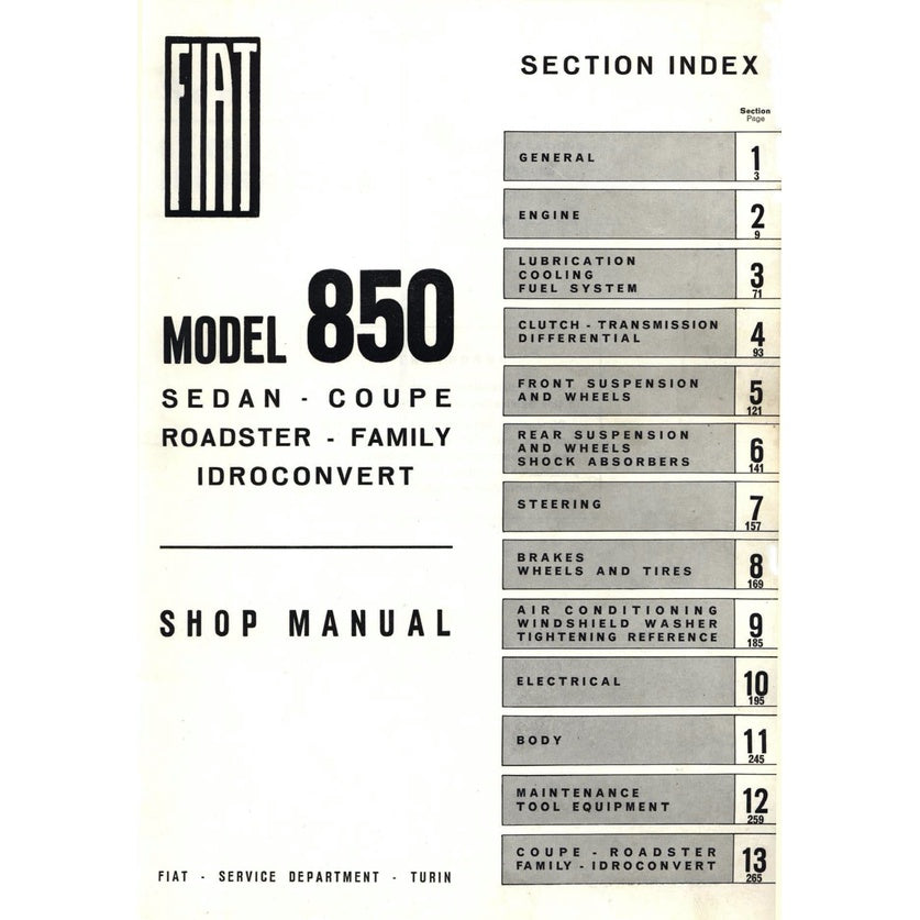 Fiat 850 100 B/C/G 1964-1973 Full Manual Set – Repair & Maintenance Manual and User Handbook - page 2