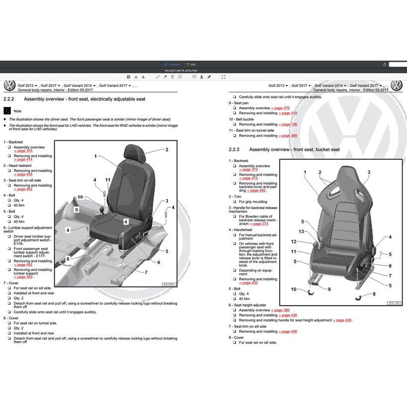 VW GOLF "R" MK7.5 2018 Full Manual Set – Repair & Maintenance Manual - page 7