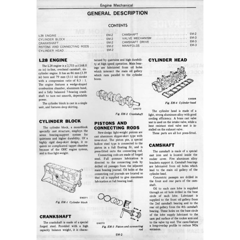 Datsun 280Z S30 1975-1978 Full Manual Set – Repair & Maintenance Manual and Spare Parts Catalog - page 4