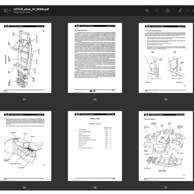 LOTUS ELISE S1 M111 1994-2001 Full Manual Set – Service NOTE Workshop Manual - page 6