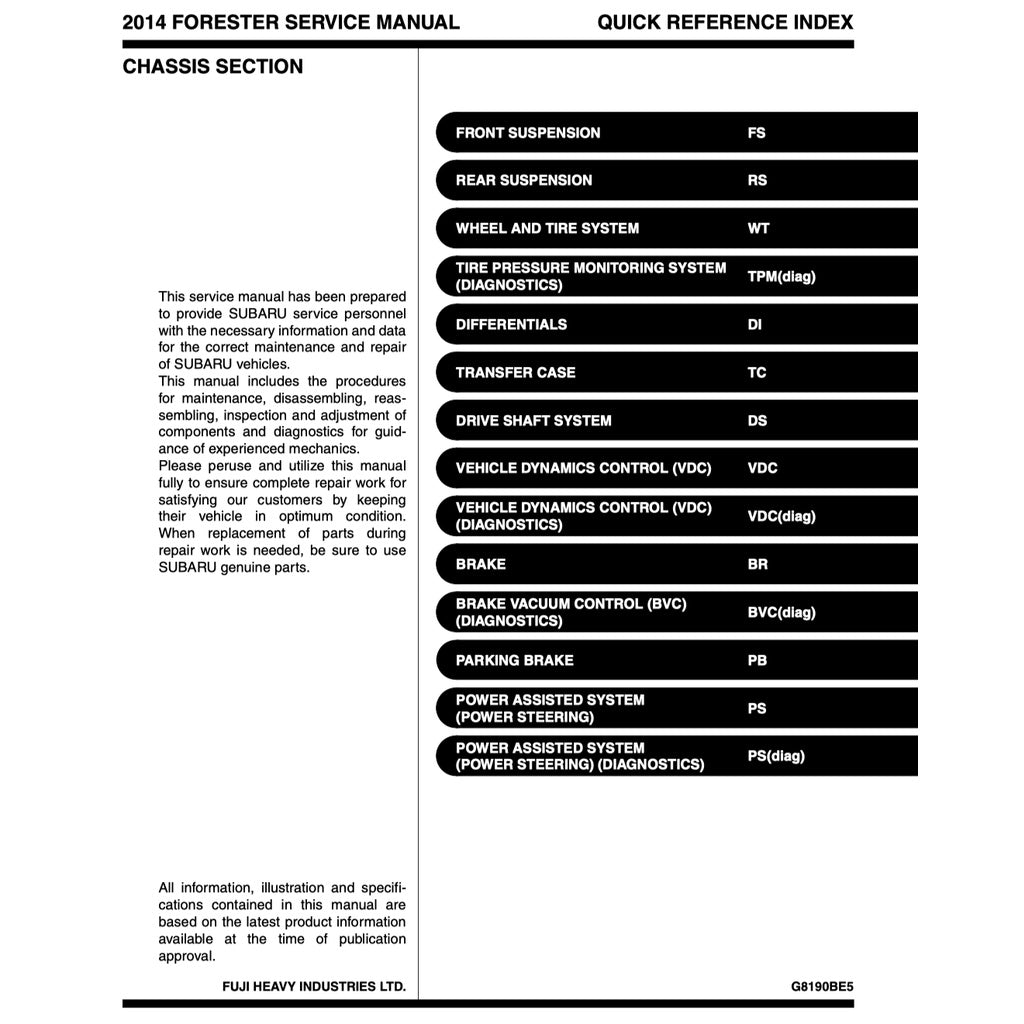 Subaru FORESTER SJ 2013-2018 Full Manual Set – Repair & Maintenance Manual - page 3