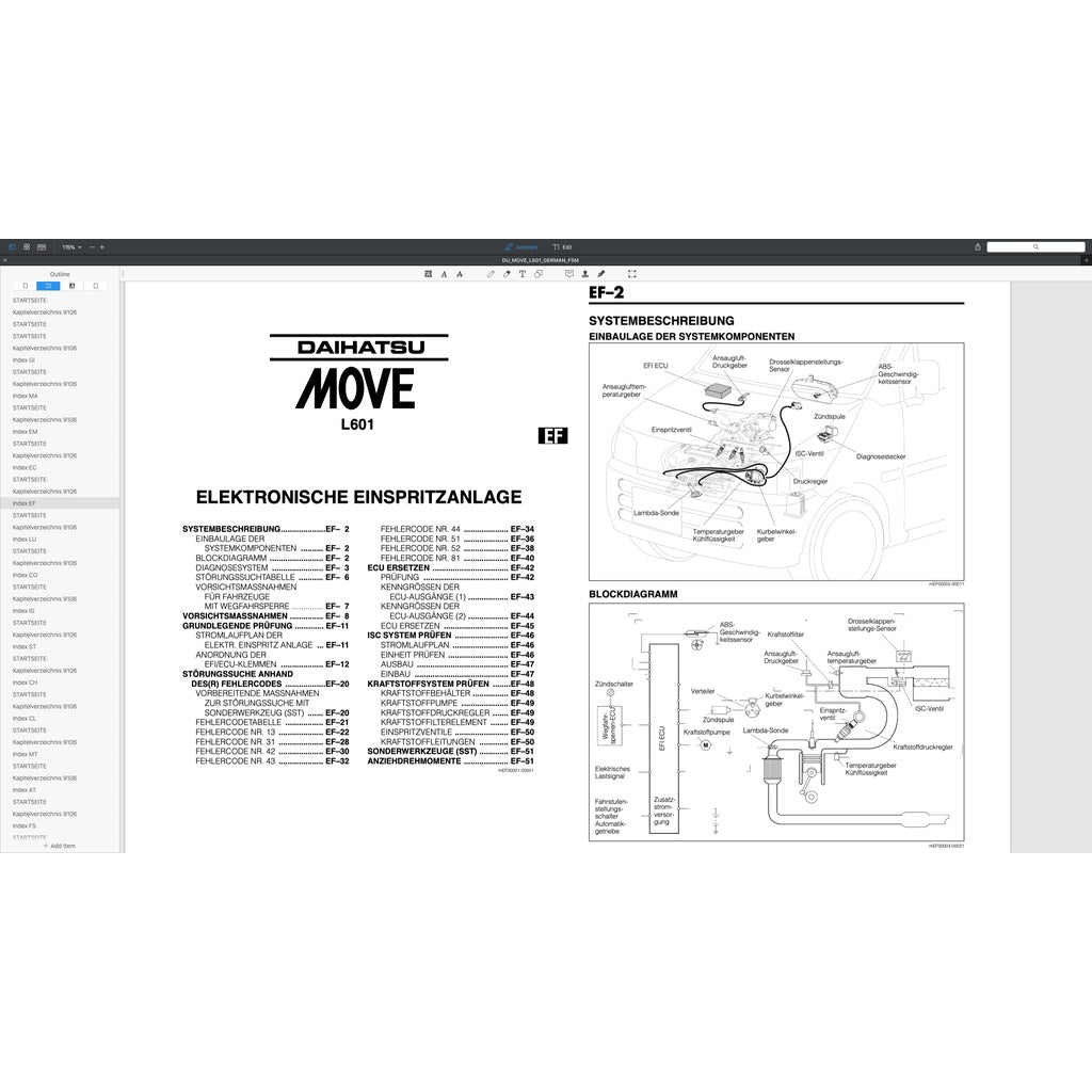 Daihatsu MOVE L601 GERMAN LANGUAGE Edition 1995-1998 Full Manual Set – Repair & Maintenance Manual - page 7