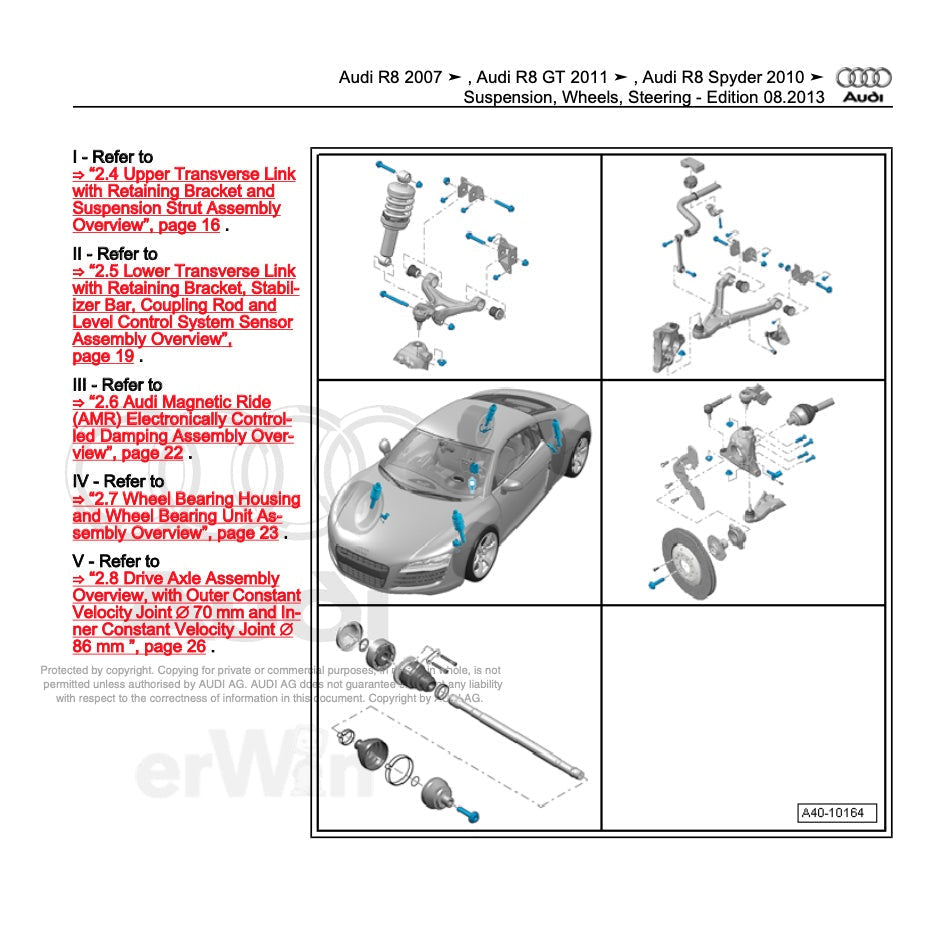 Audi R8 Type 42 V8 /4S V10 2006-2023 Full Manual Set – Repair & Maintenance Manual - page 9