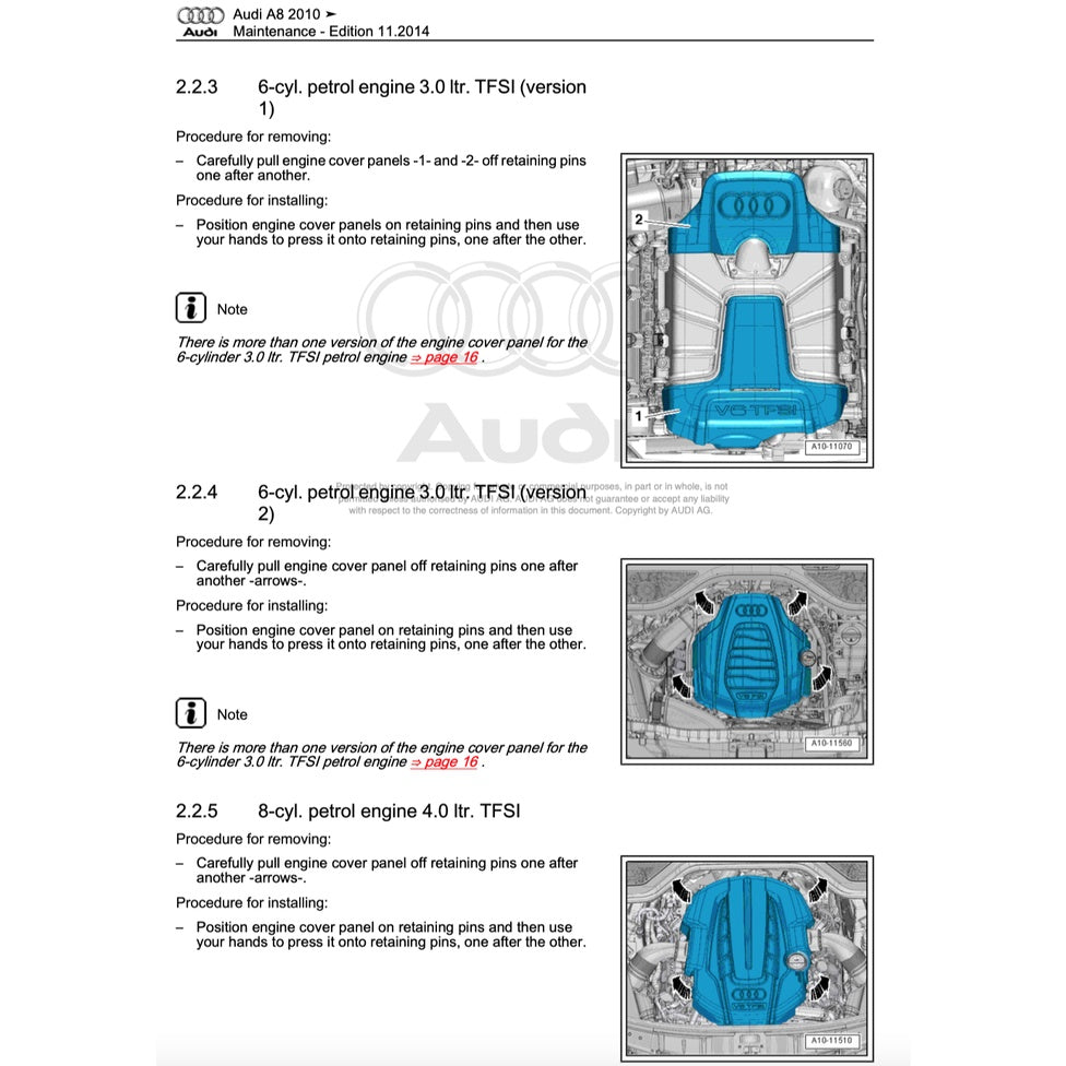 Audi A8 S8/D4/H4 2010-2017 Full Manual Set – Repair & Maintenance Manual - page 6