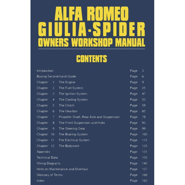 Alfa Romeo GIULIA & SPIDER 1962-1978 Full Manual Set – Owner Workshop Manual - BROOKLANDS/AUTOBOOK - page 2