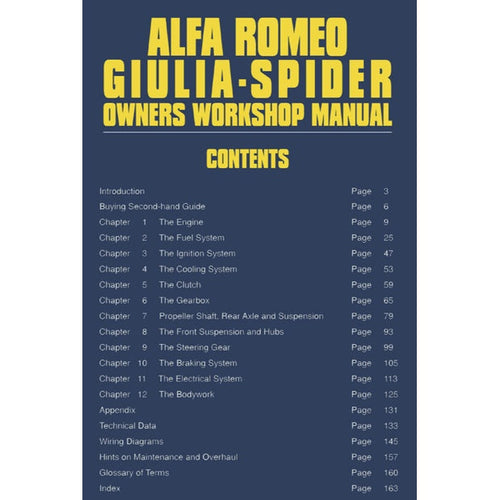 Alfa Romeo GIULIA & SPIDER 1962-1978 Full Manual Set – Owner Workshop Manual - BROOKLANDS/AUTOBOOK - page 2