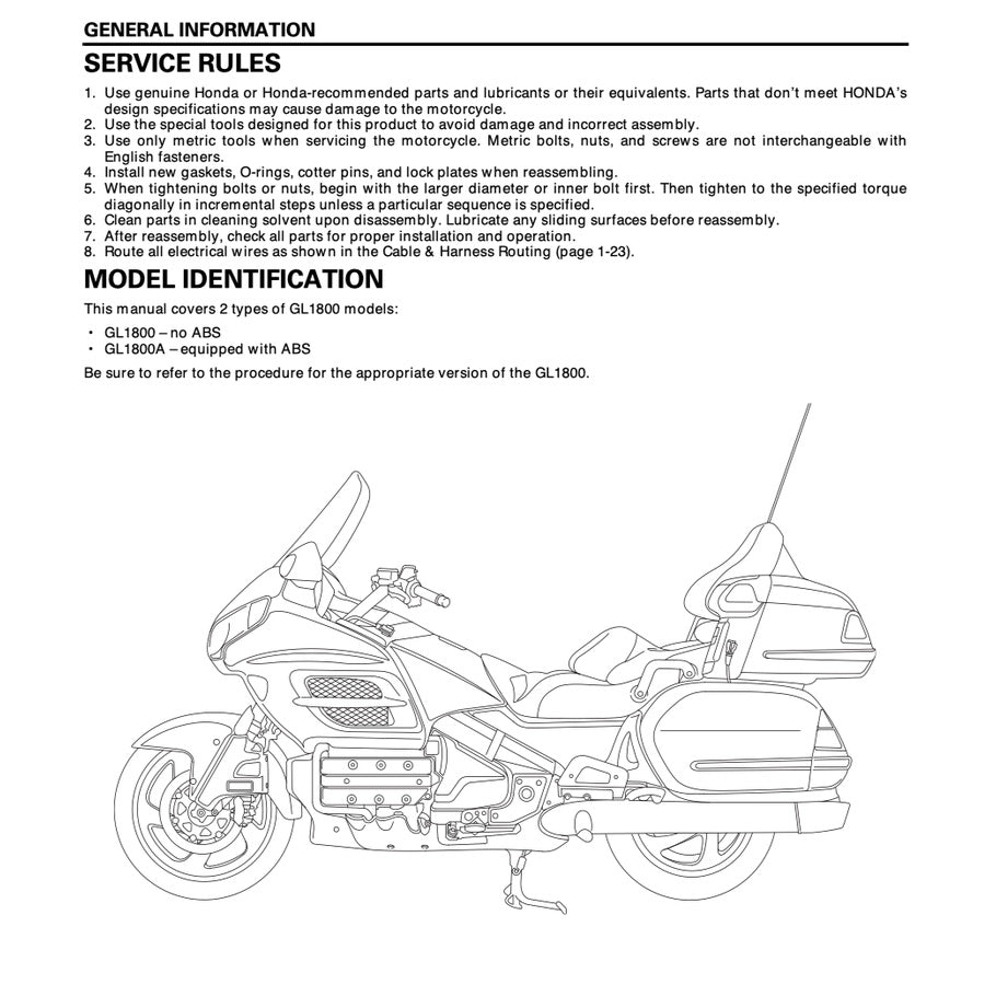 Honda GOLD WING GL1800 2002-2010 Full Manual Set – Repair & Maintenance Manual and Spare Parts Catalog and User Handbook - page 3