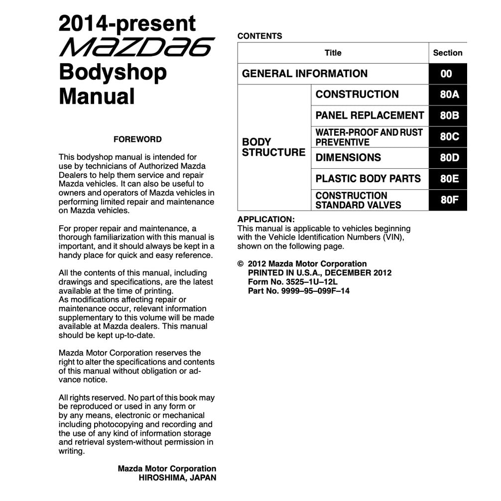 Mazda 6 GJ1 2013-2021 Full Manual Set – Repair & Maintenance Manual - page 8