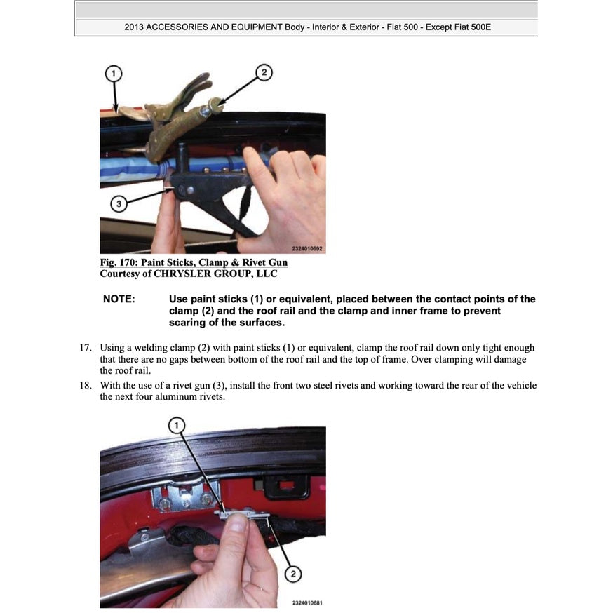 Fiat 500 C 2007-2019 Full Manual Set – Convertible Roof Service & Repair Manual - page 6