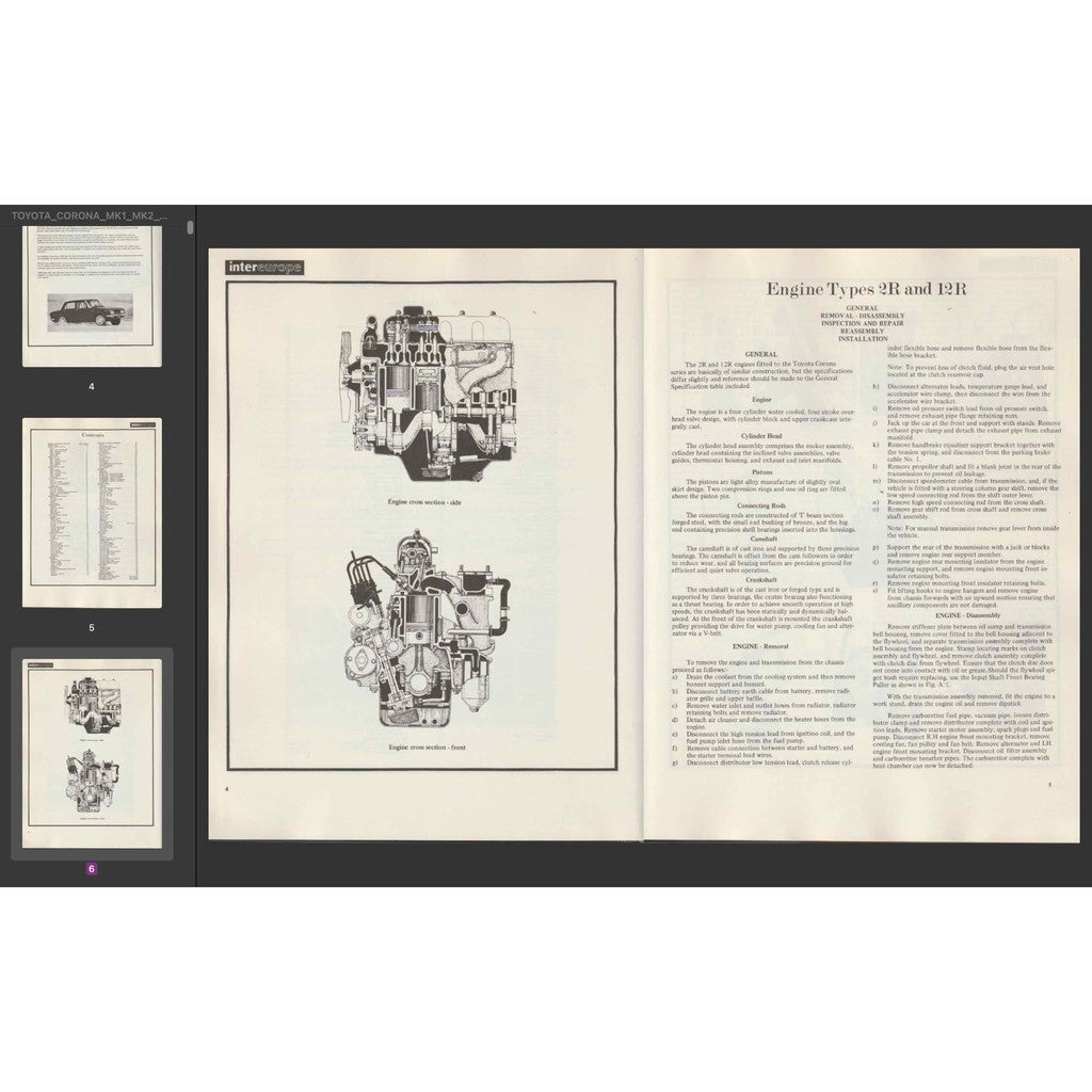 Toyota CORONA T40/T50 1962-1972 Full Manual Set – Repair & Maintenance Manual HARDCOVER - page 5