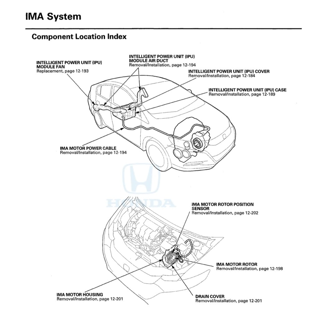 Honda INSIGHT Hybrid 2009-2017 Full Manual Set – Repair & Maintenance Manual and Electrical TROUBLESHOOTING Manual - page 7