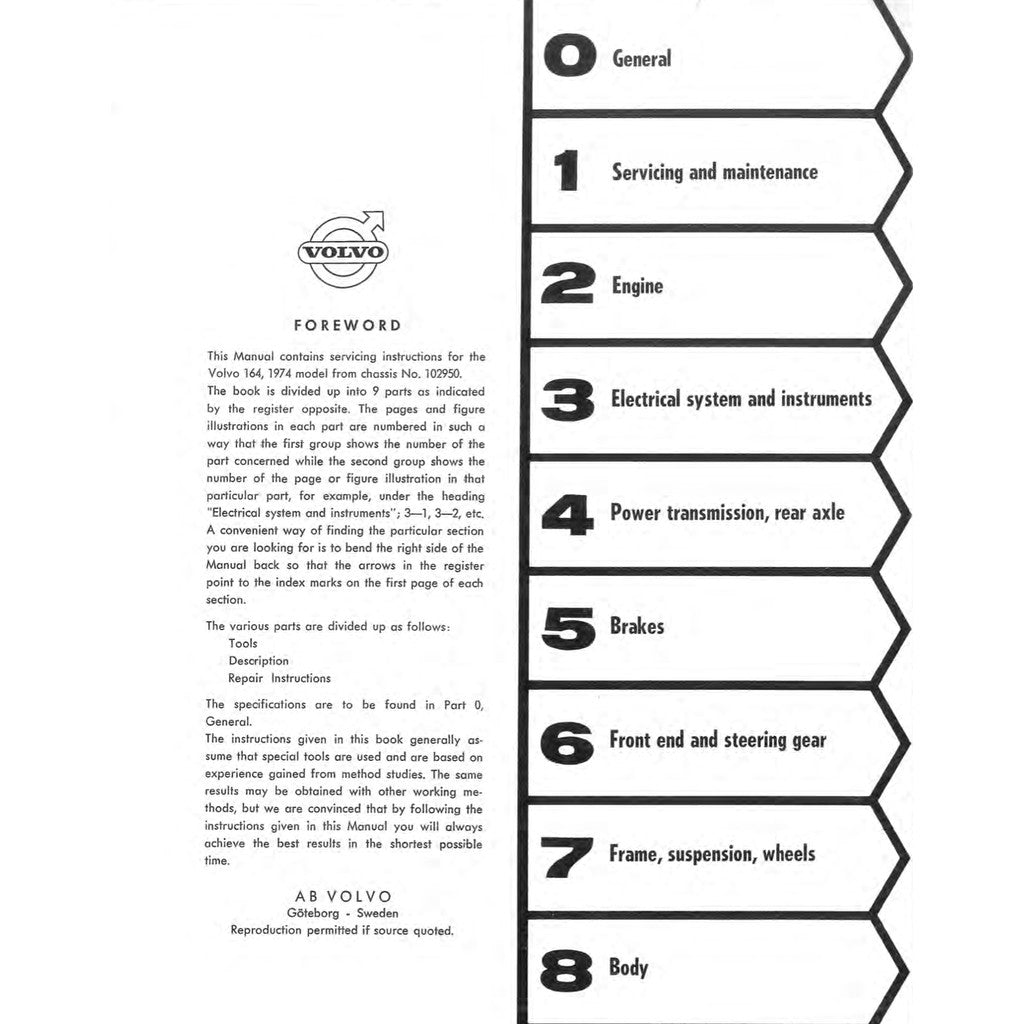 [CLASSIC] Volvo 164 1968-1975 Full Manual Set – Repair & Maintenance Manual - page 5