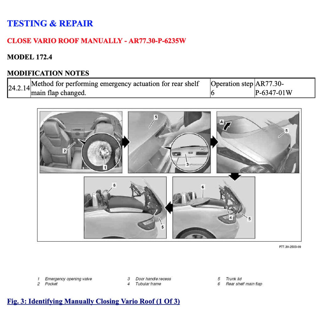 Mercedes-Benz SLK R172 2011-2020 Full Manual Set – VARIO Roof Service Repair Manual - page 3