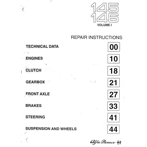 Alfa Romeo 145-146 Type 930 A/B 1995-2003 Full Manual Set – Repair & Maintenance Manual - page 2