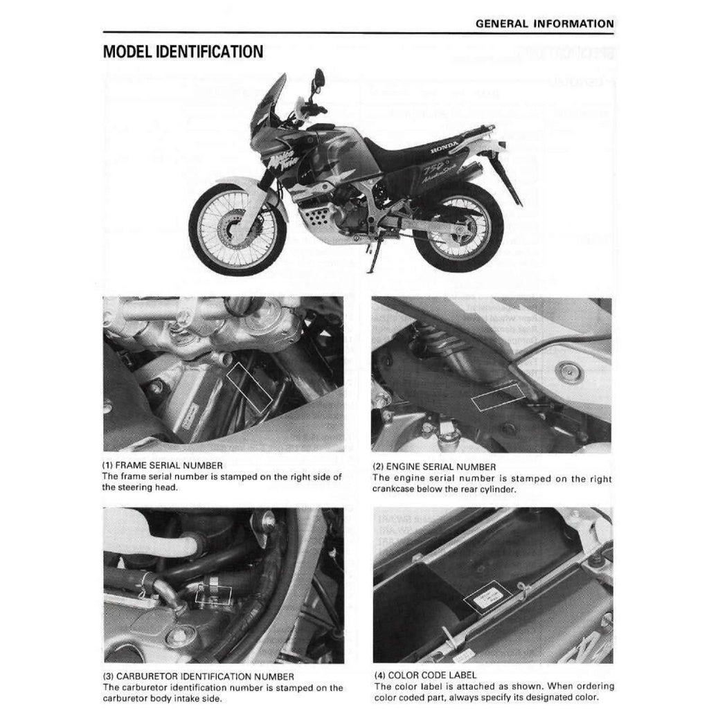 Honda AFRICA TWIN XRV 750 T 1996-2000 Full Manual Set – Repair & Maintenance Manual and Spare Parts Catalog and User Handbook - page 3