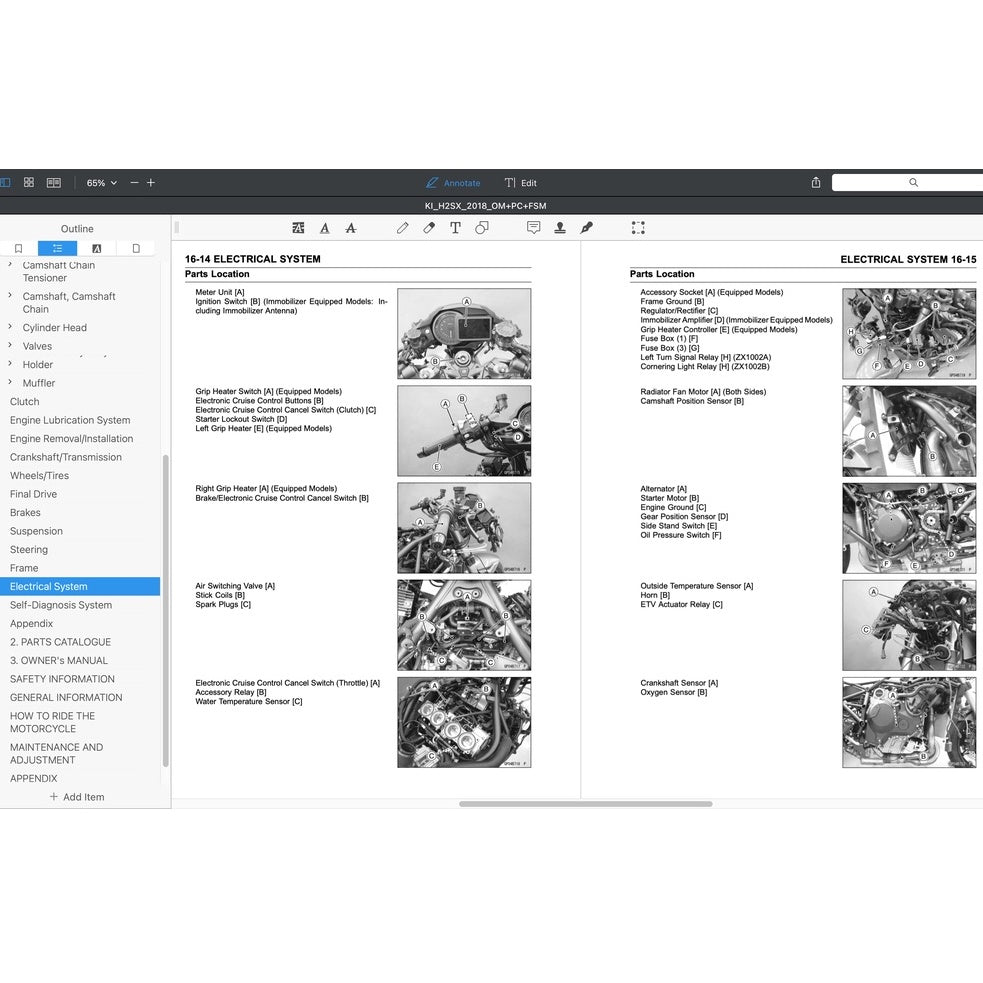 Kawasaki H2 SX 2018 Full Manual Set – Repair & Maintenance Manual and Spare Parts Catalog and User Handbook - page 6
