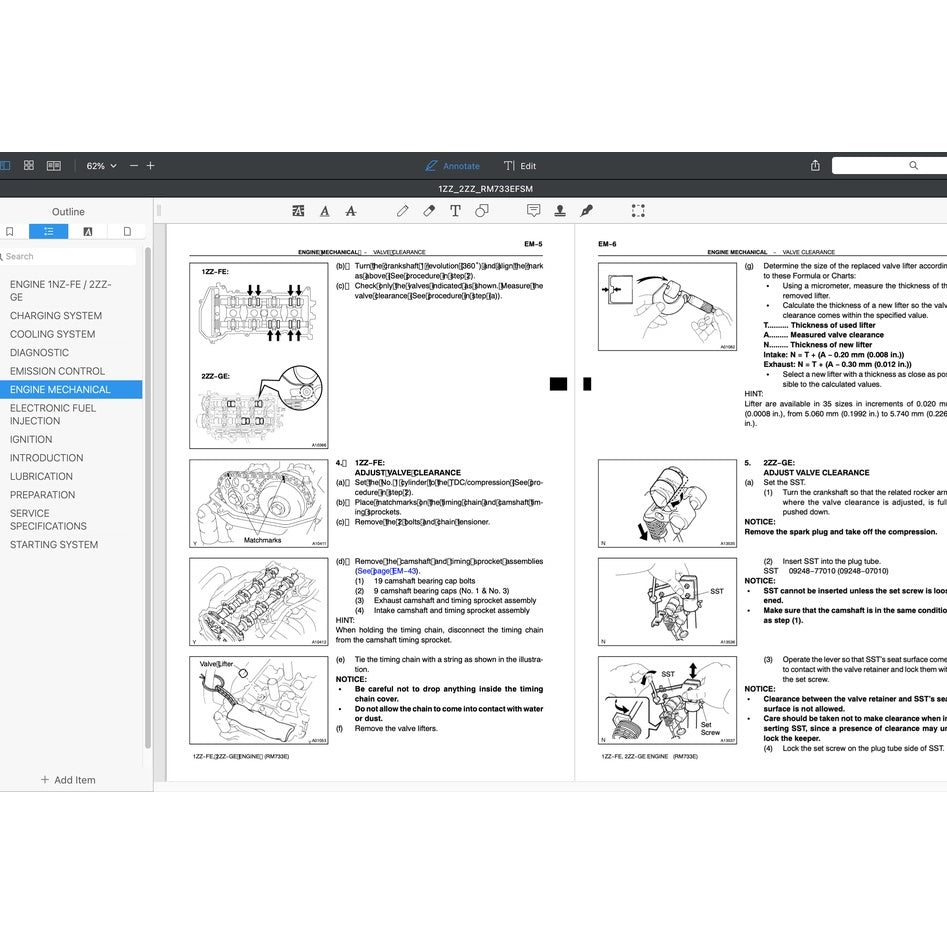 Toyota Engine 1ZZ-FE / 2ZZ-GE Service Repair Workshop Manual - page 8