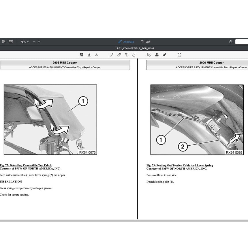 MINI Cooper R52 2004-2006 Full Manual Set – Convertible Top Service & Repair Manual - page 9