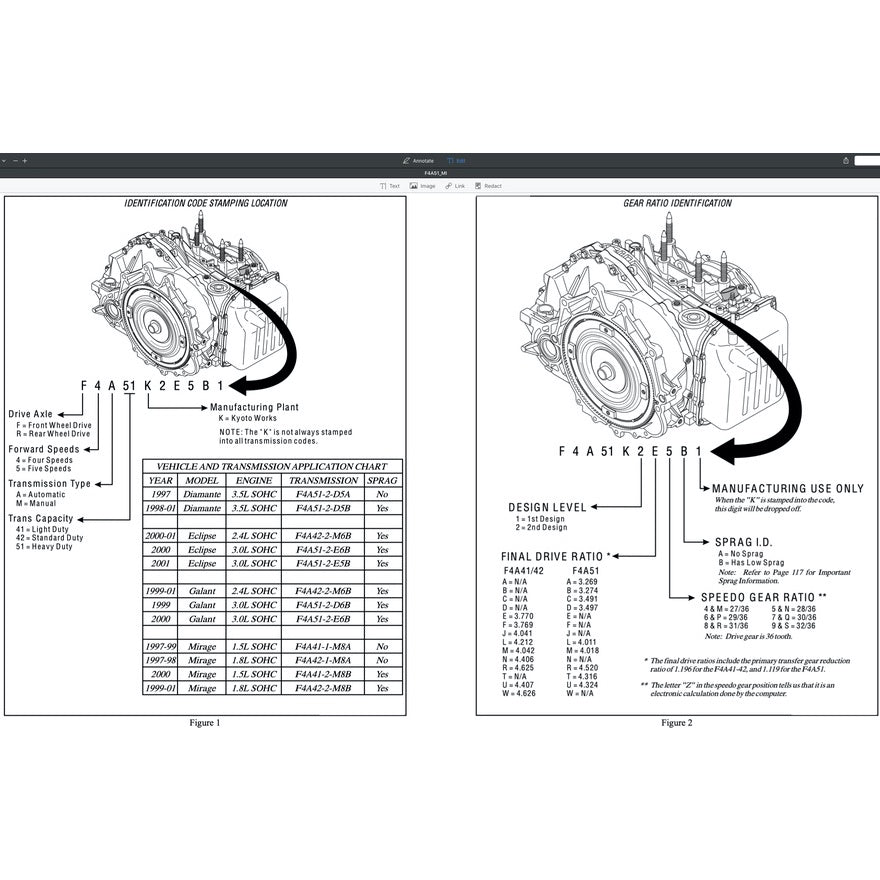 Mitsubishi Automatic Transmission Repair Manual F4A3 F4A51 F5A51 KM-171 KM-175 KM-177 R451 V5A51 JF011E (CVT) - page 2