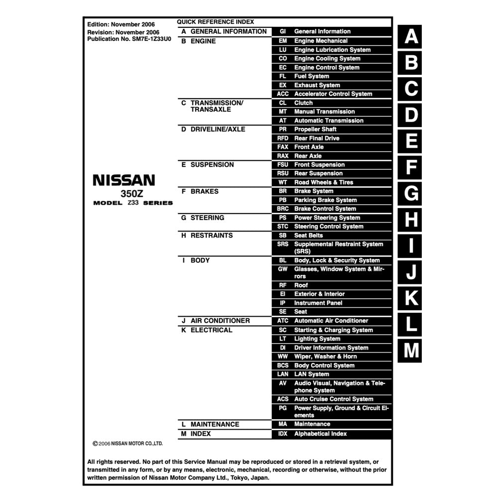 Nissan 350-Z / Z33 2003-2009 Full Manual Set – Repair & Maintenance Manual - page 2