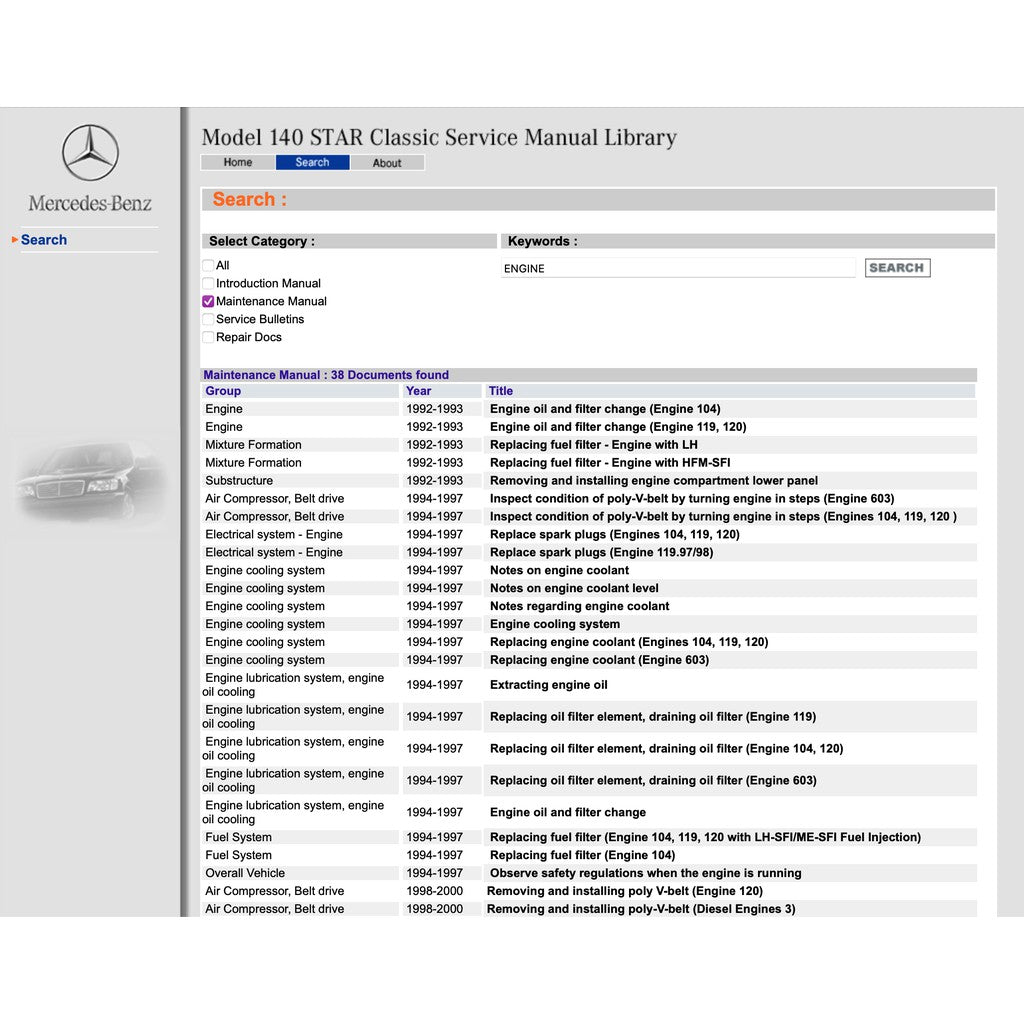 Mercedes-Benz W140 1991-1998 Full Manual Set – Repair & Maintenance Manual LIBRARY - page 9