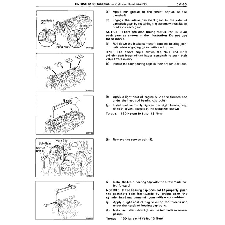 Toyota Engine 4A-FE Service Repair Workshop Manual - page 4