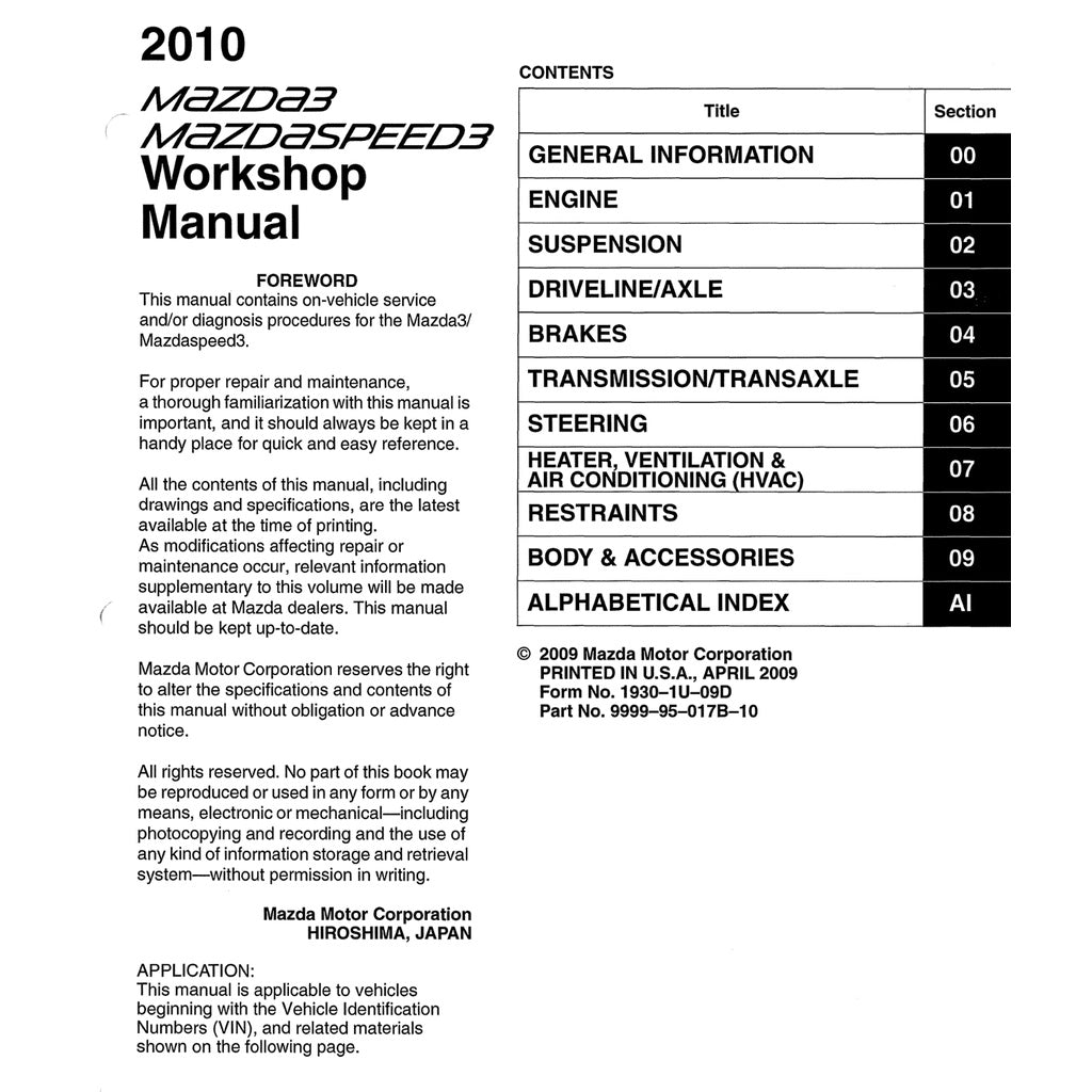 Mazda 3 BL 2009-2013 Full Manual Set – Repair & Maintenance Manual - page 2