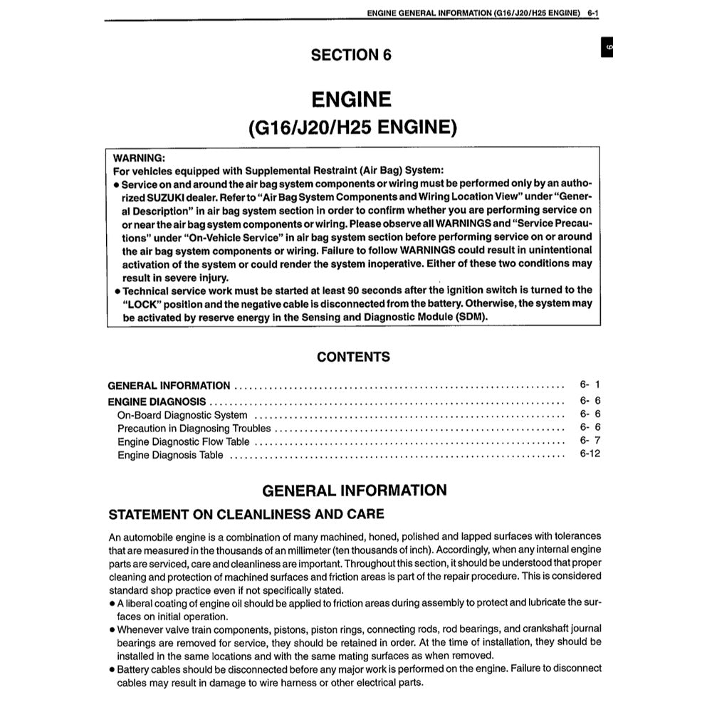 Suzuki GRAND VITARA 1998-2005 Full Manual Set – Repair & Maintenance Manual - page 8