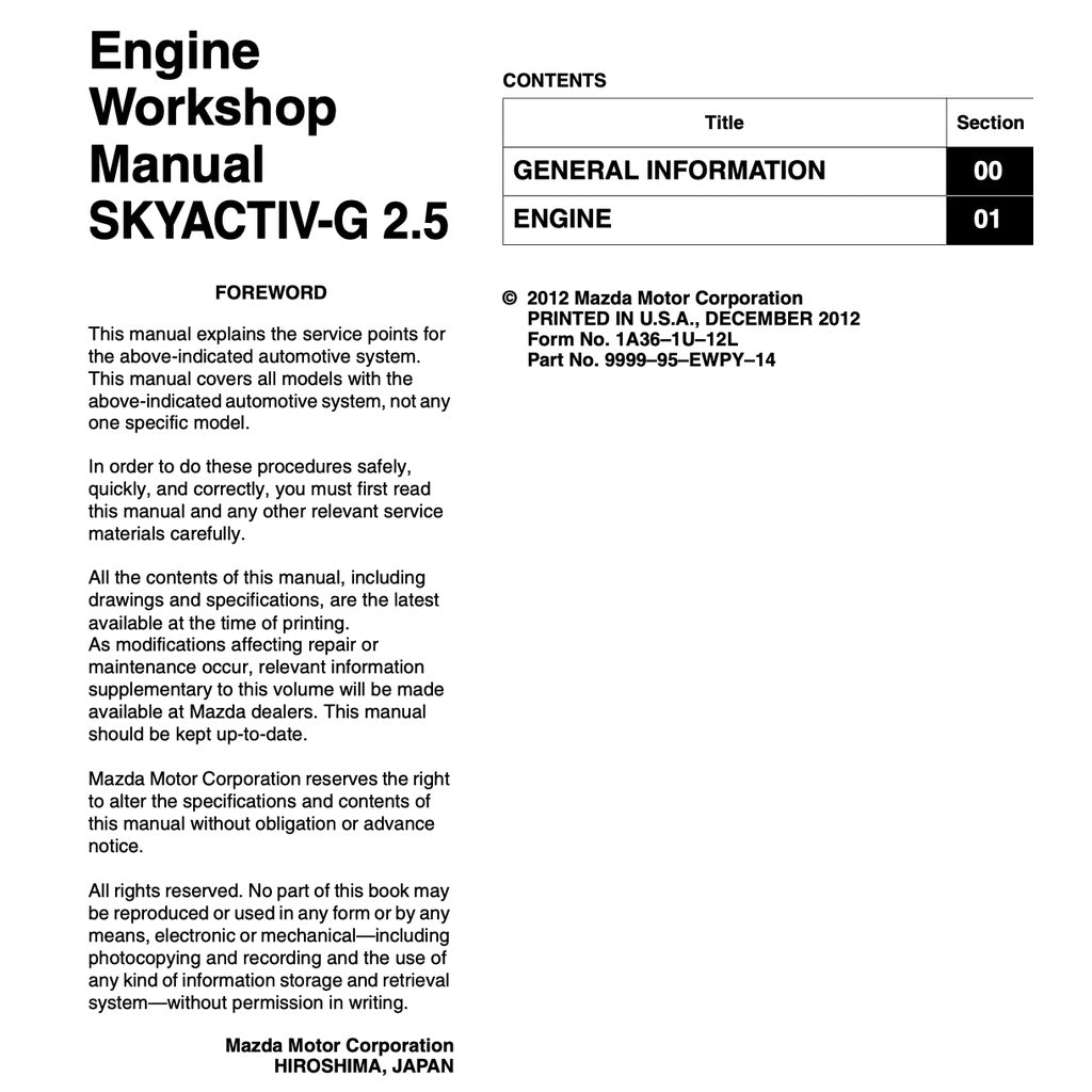 Mazda 6 GJ1 2013-2021 Full Manual Set – Repair & Maintenance Manual - page 2